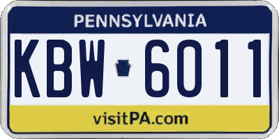 PA license plate KBW6011