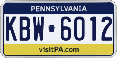 PA license plate KBW6012