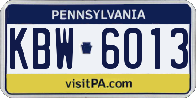 PA license plate KBW6013