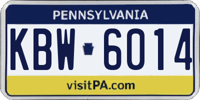 PA license plate KBW6014