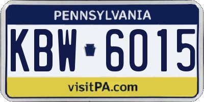 PA license plate KBW6015