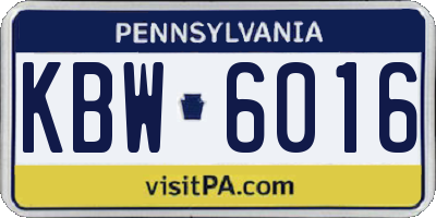 PA license plate KBW6016