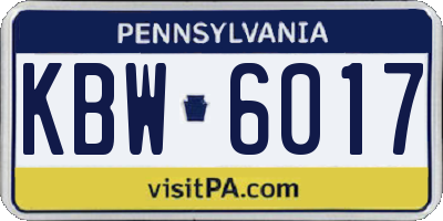 PA license plate KBW6017