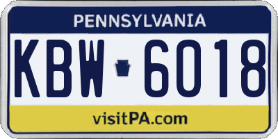 PA license plate KBW6018