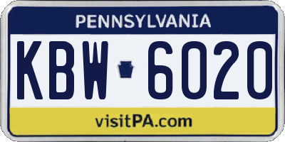 PA license plate KBW6020