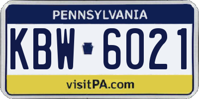 PA license plate KBW6021