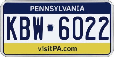 PA license plate KBW6022