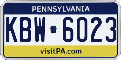 PA license plate KBW6023
