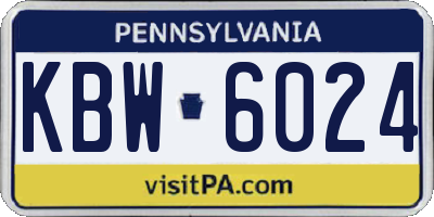 PA license plate KBW6024