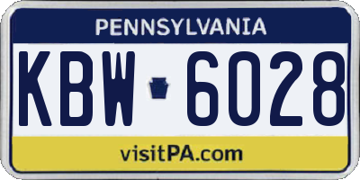 PA license plate KBW6028