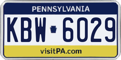 PA license plate KBW6029
