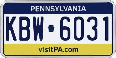 PA license plate KBW6031