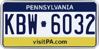 PA license plate KBW6032
