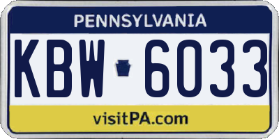 PA license plate KBW6033