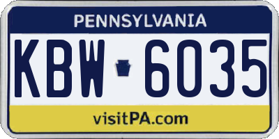 PA license plate KBW6035