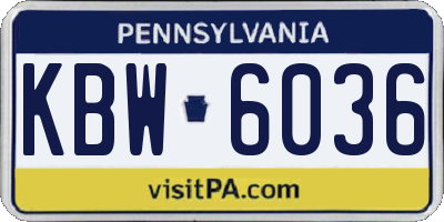 PA license plate KBW6036
