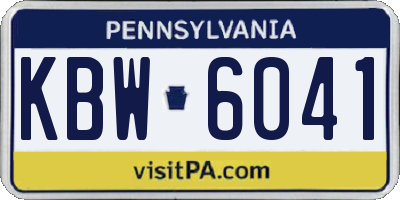 PA license plate KBW6041