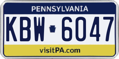 PA license plate KBW6047