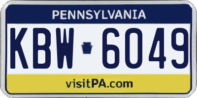 PA license plate KBW6049