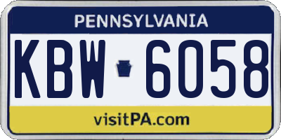 PA license plate KBW6058