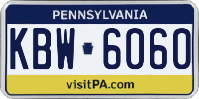 PA license plate KBW6060