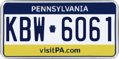 PA license plate KBW6061
