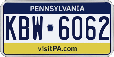 PA license plate KBW6062