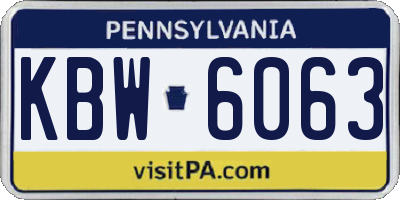PA license plate KBW6063