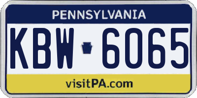 PA license plate KBW6065