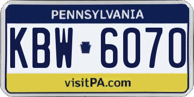 PA license plate KBW6070