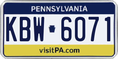 PA license plate KBW6071