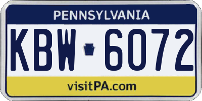 PA license plate KBW6072