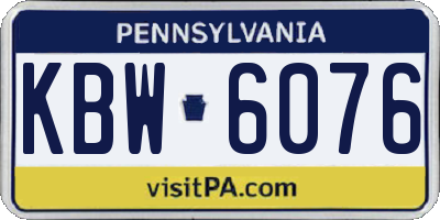 PA license plate KBW6076