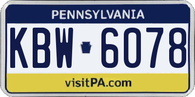 PA license plate KBW6078
