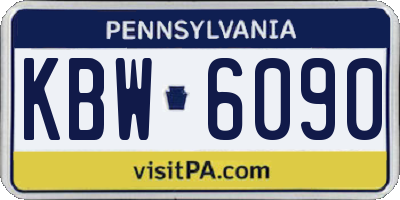 PA license plate KBW6090