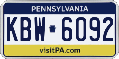 PA license plate KBW6092