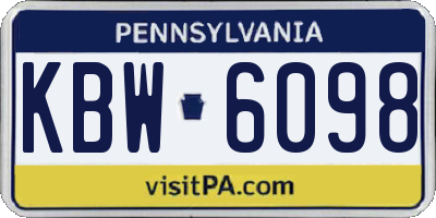PA license plate KBW6098