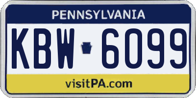 PA license plate KBW6099