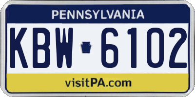 PA license plate KBW6102