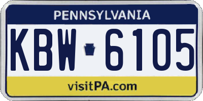 PA license plate KBW6105
