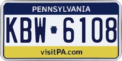PA license plate KBW6108