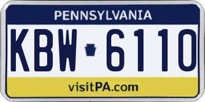 PA license plate KBW6110