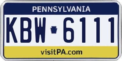 PA license plate KBW6111