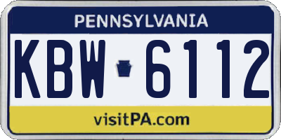 PA license plate KBW6112