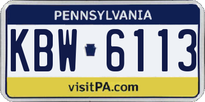 PA license plate KBW6113