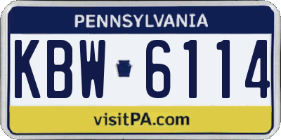 PA license plate KBW6114