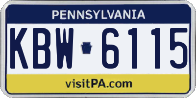 PA license plate KBW6115