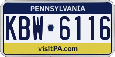 PA license plate KBW6116