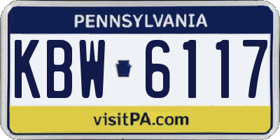 PA license plate KBW6117