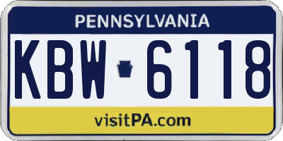 PA license plate KBW6118